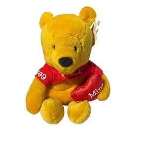 Vintage Disney Winnie the Pooh Valentine Bean Bag Plush 1999 "Be Mine" NWT 9"